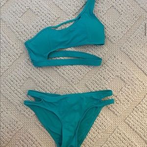 one shoulder cut-out bikini